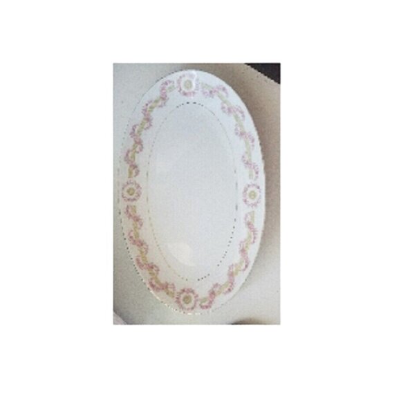 Relish Plate Oval Cheryl by ROYAL M-MITA 10" long Floral Pink - Picture 3 of 12